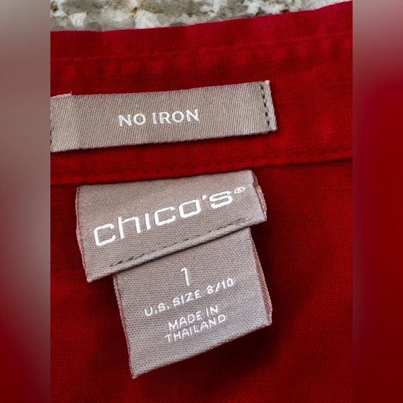 Chico's Raspberry Red Linen Blouse - Picture 7 of 7
